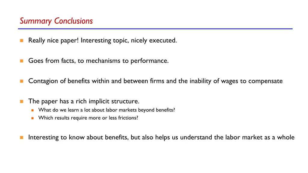 summary conclusions