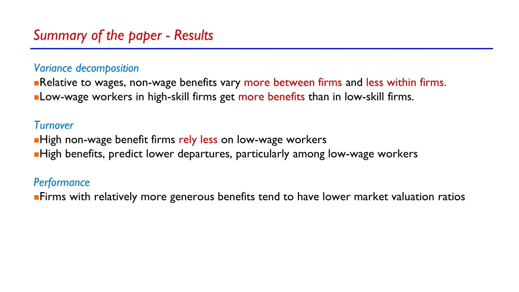 summary of the paper results