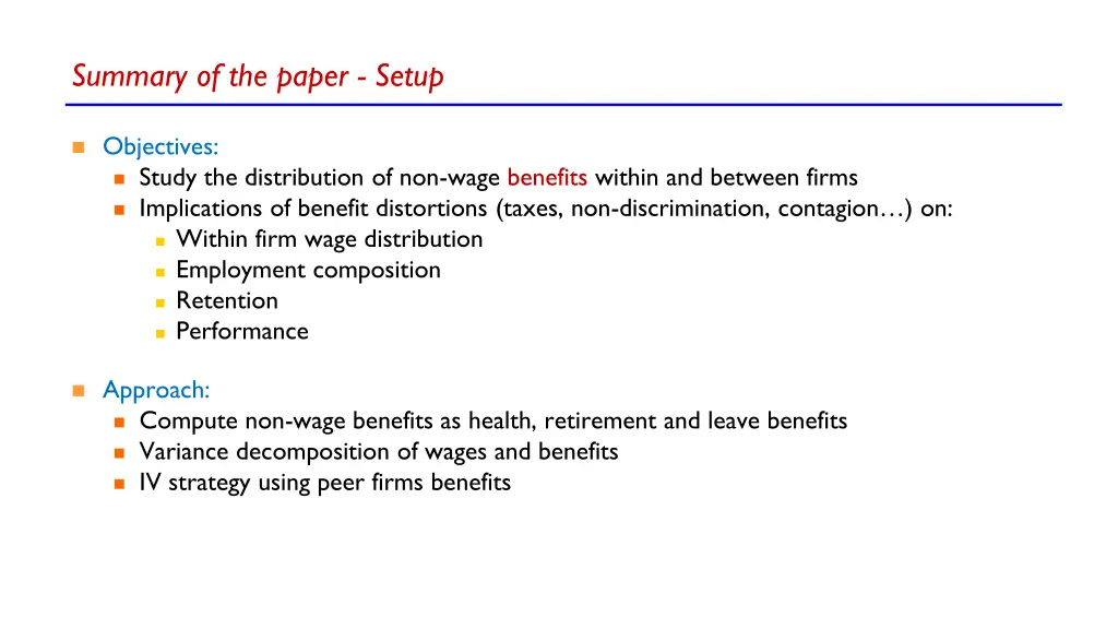 summary of the paper setup