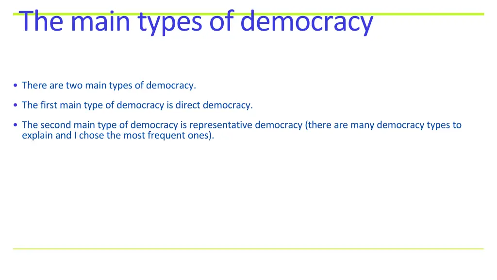 the main types of democracy