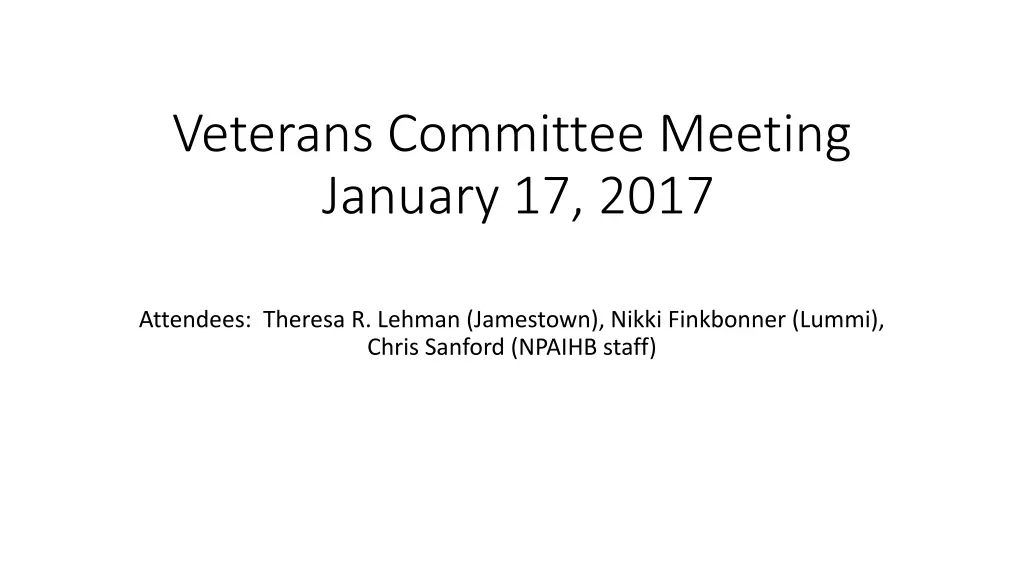 veterans committee meeting january 17 2017