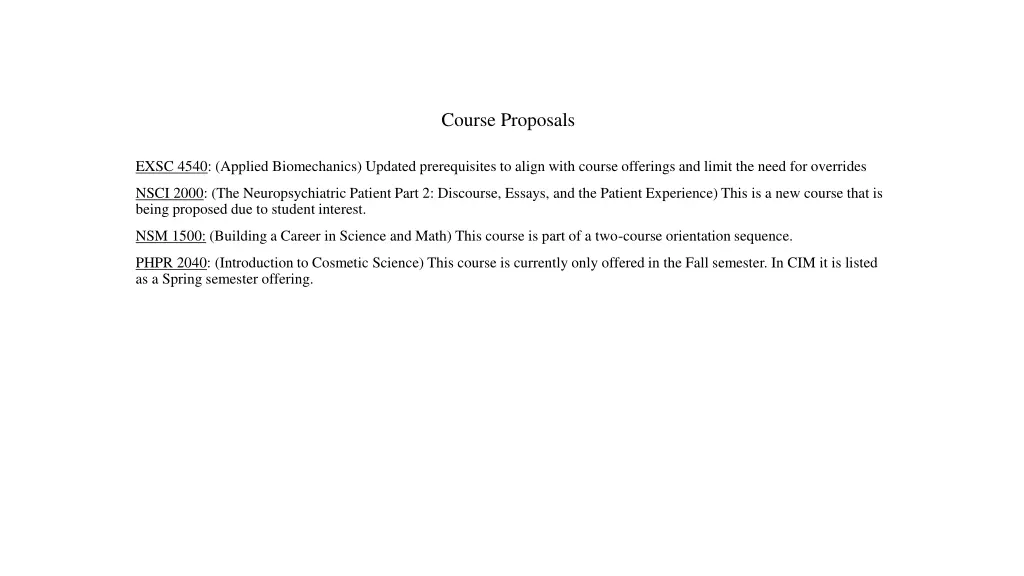 course proposals