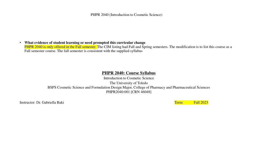 phpr 2040 introduction to cosmetic science