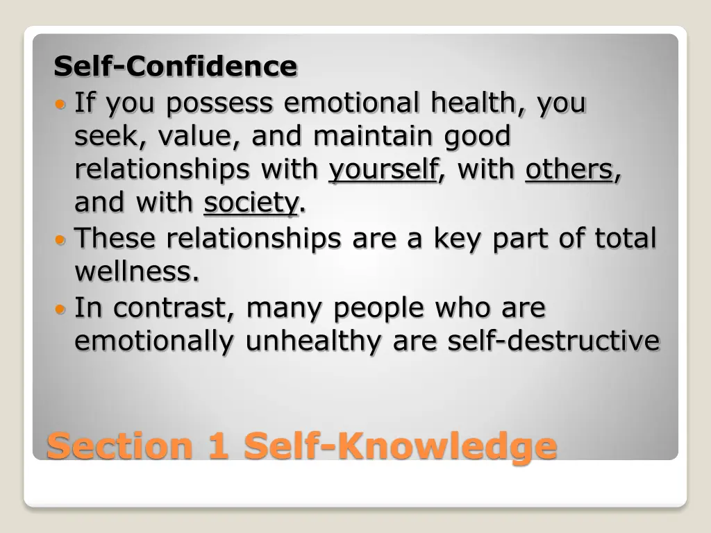 self confidence if you possess emotional health