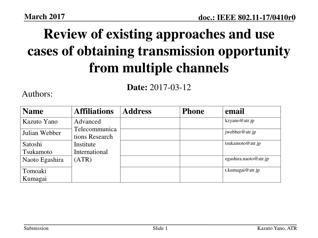 march 2017 review of existing approaches
