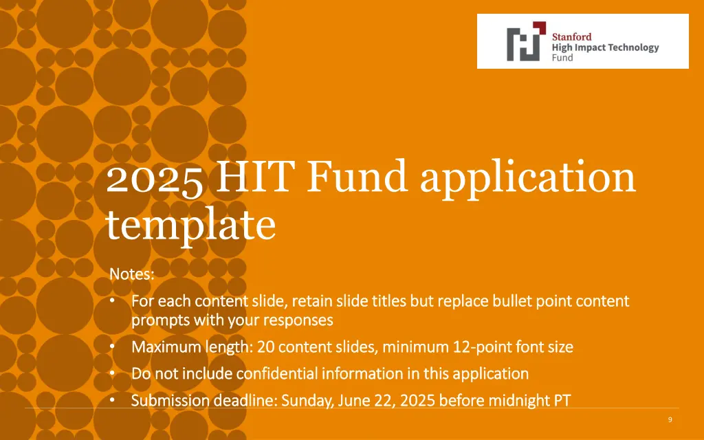 2025 hit fund application template