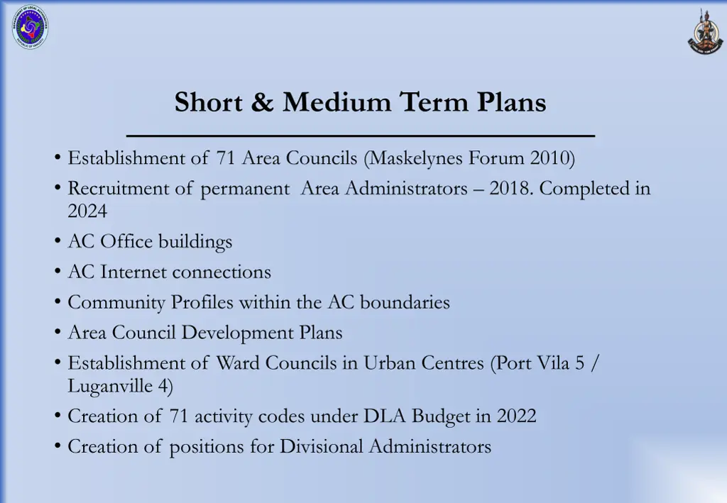 short medium term plans