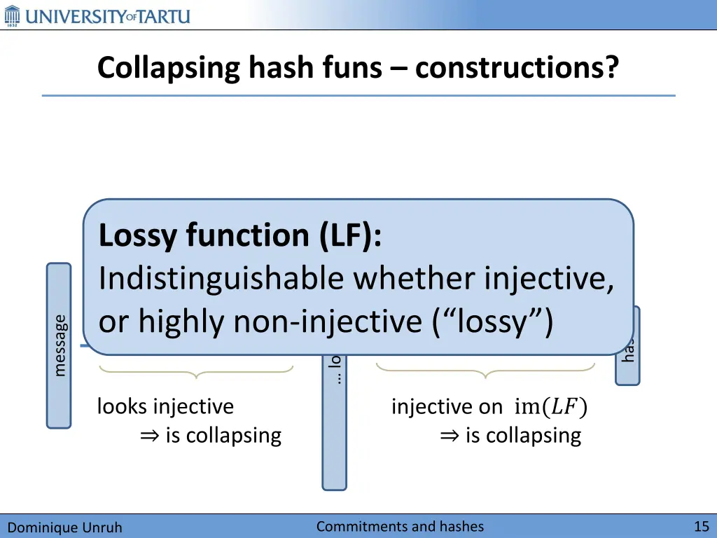 collapsing hash funs constructions