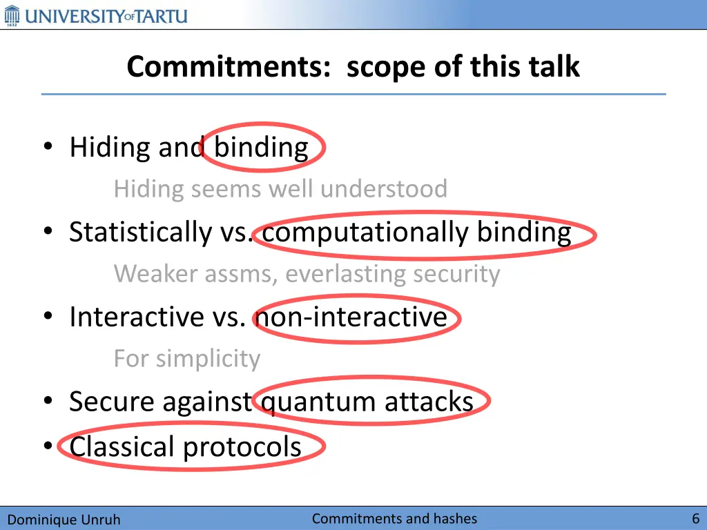 commitments scope of this talk