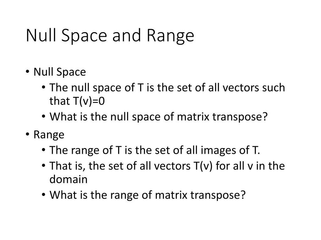 null space and range