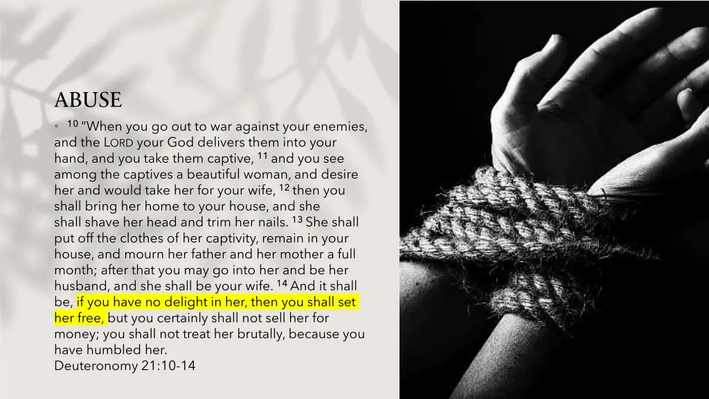 abuse and the l ord your god delivers them into