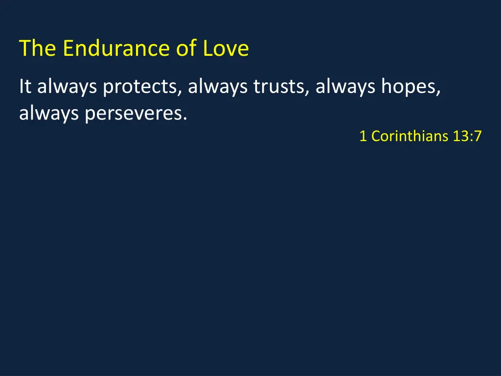 the endurance of love
