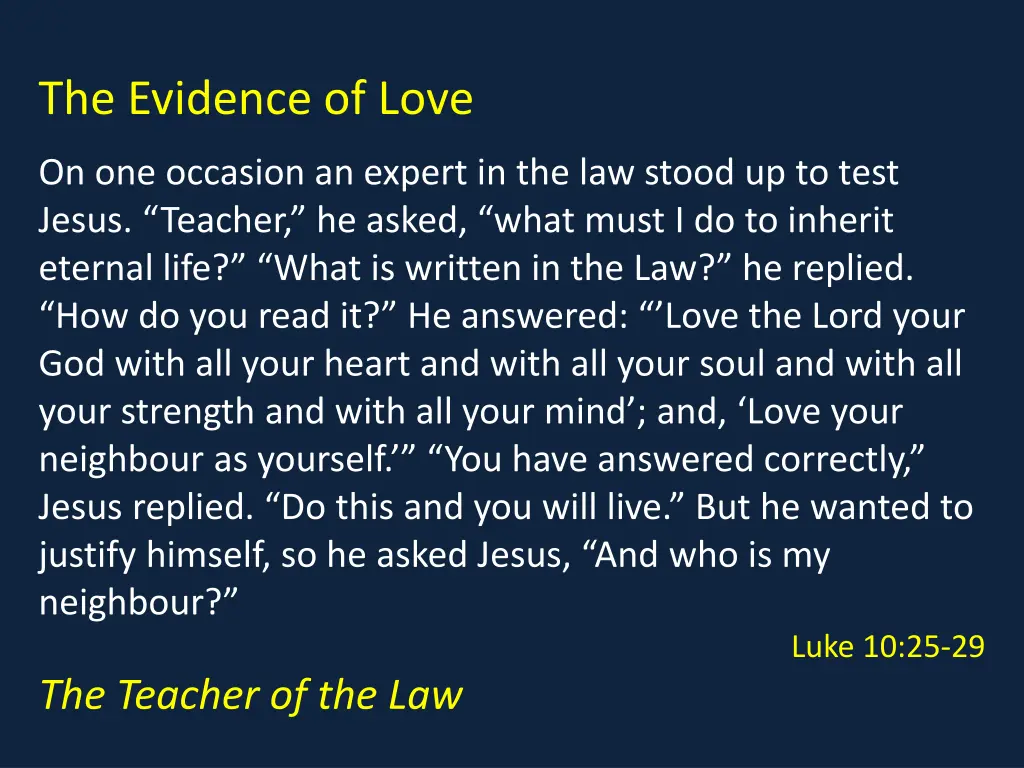 the evidence of love