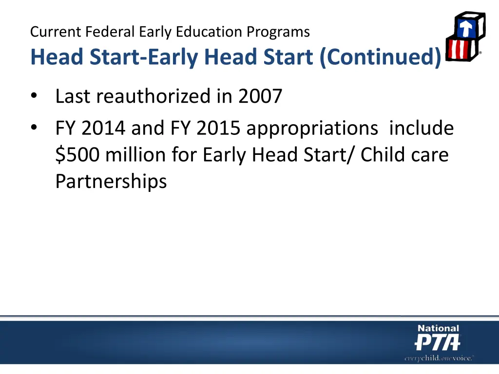current federal early education programs head 1