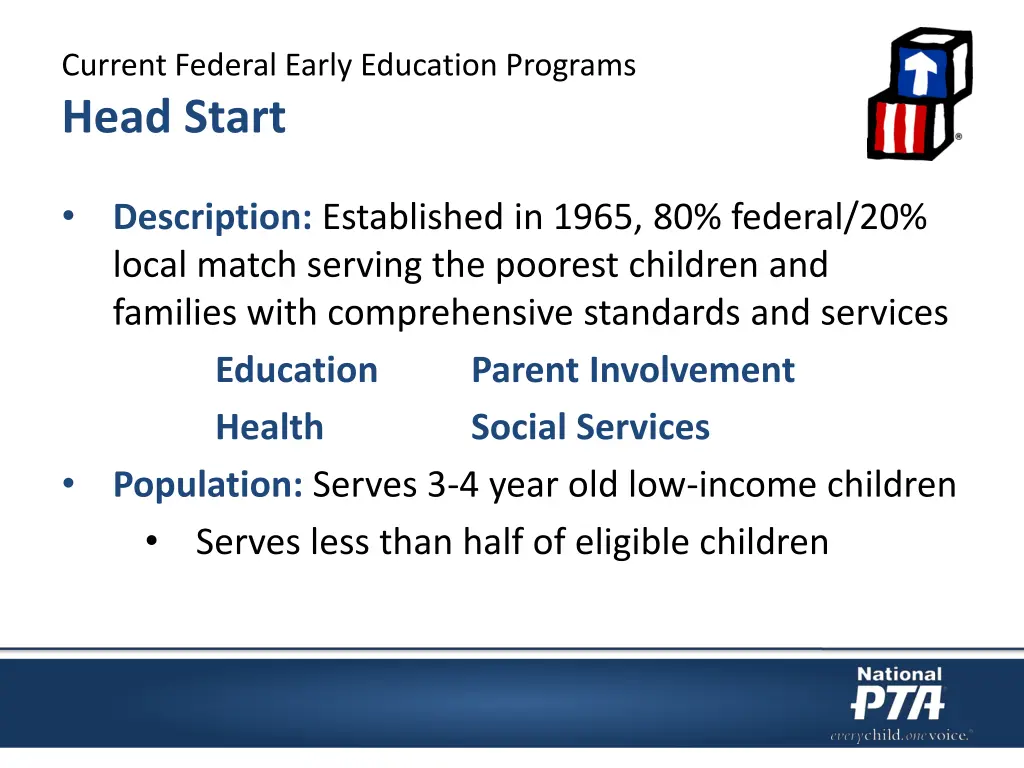 current federal early education programs head