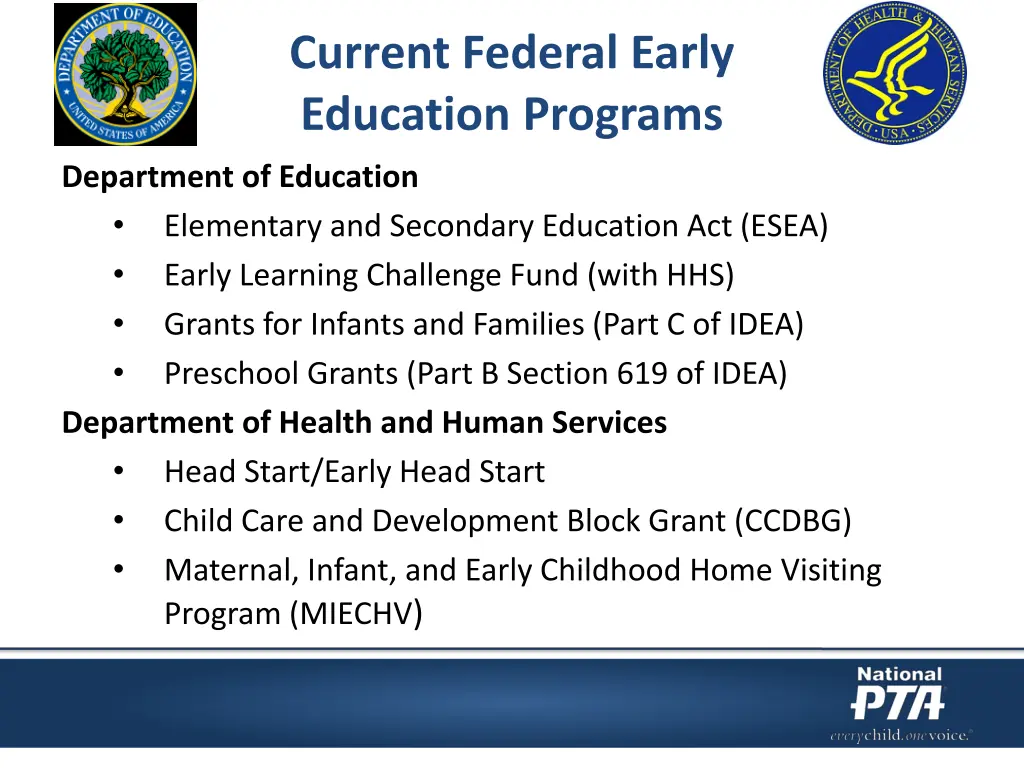 current federal early education programs