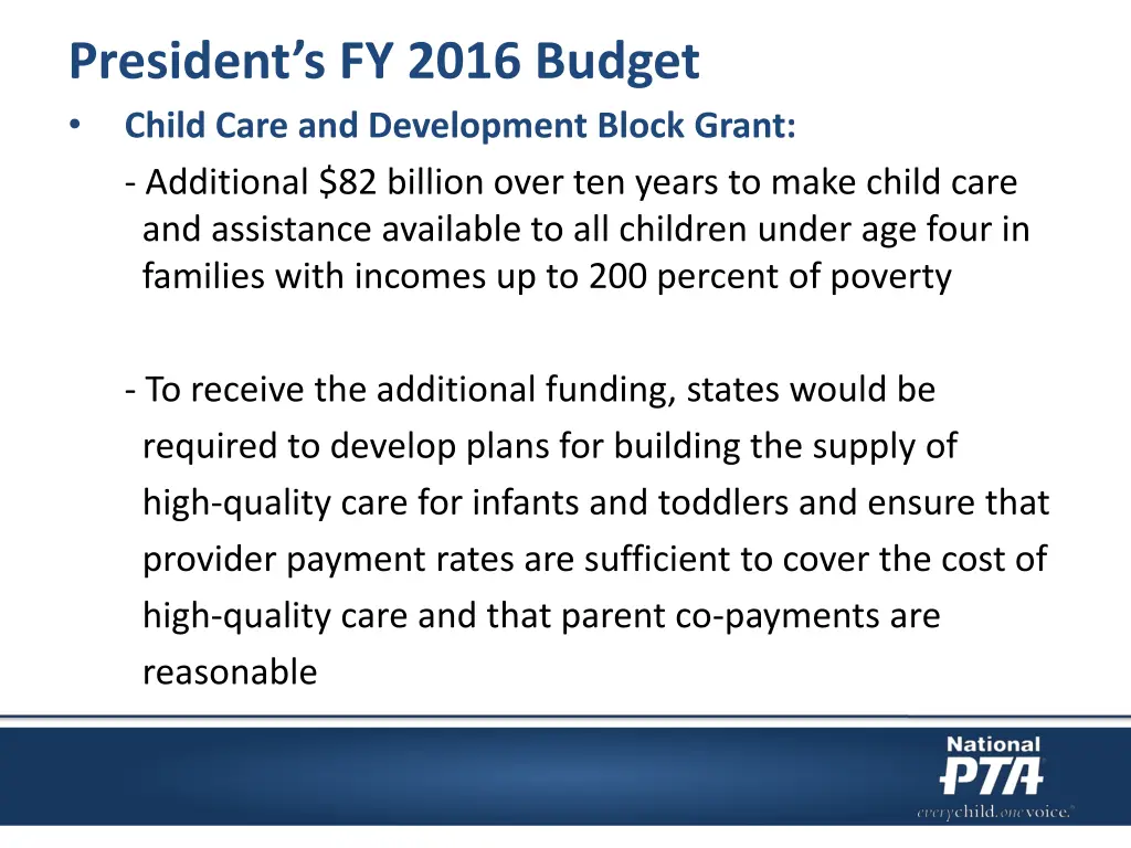 president s fy 2016 budget child care