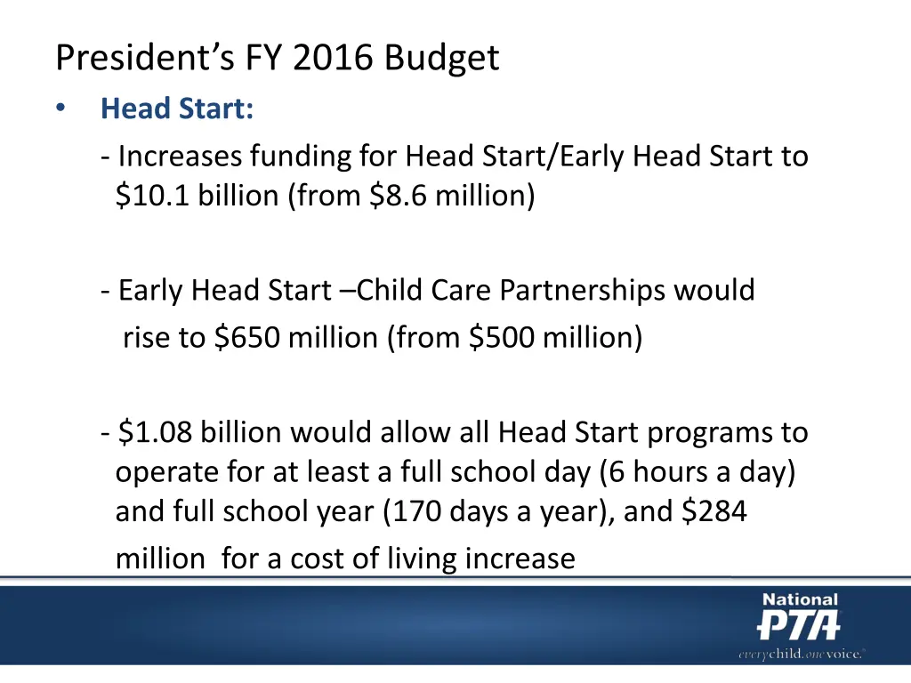president s fy 2016 budget head start increases
