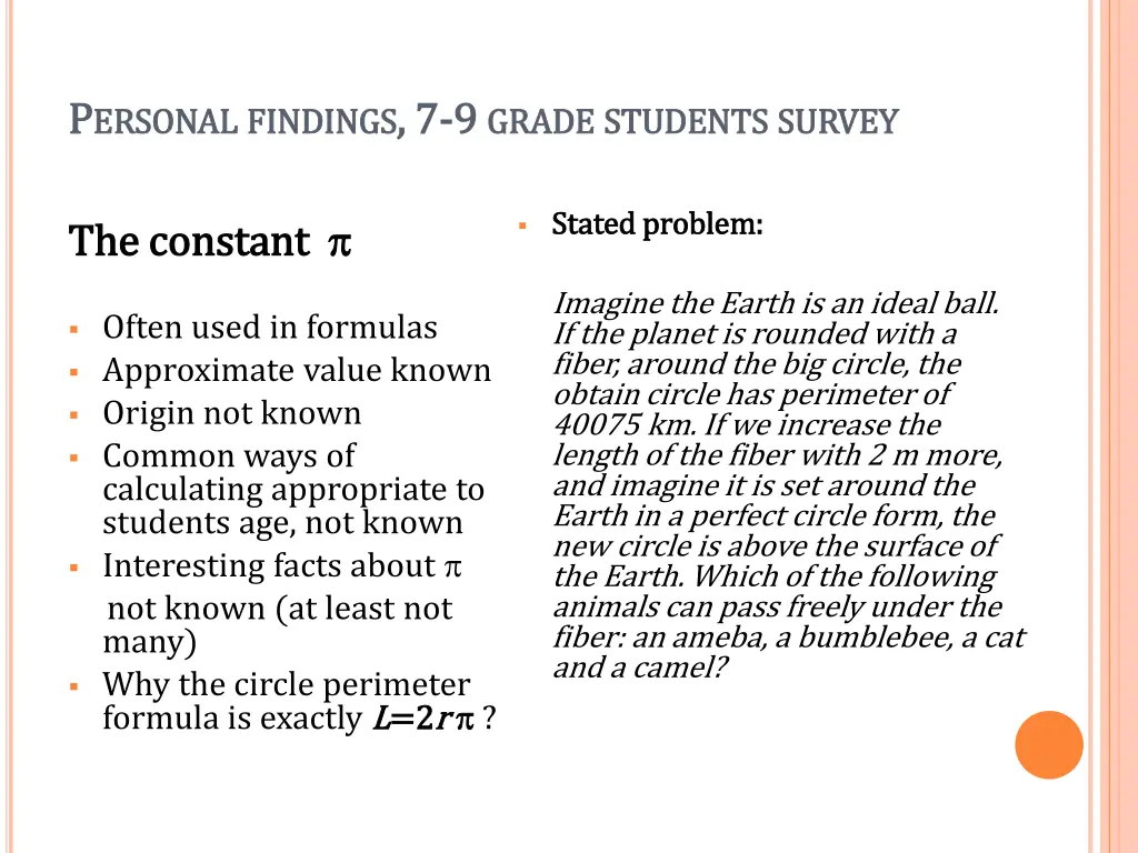 p p ersonal ersonal findings