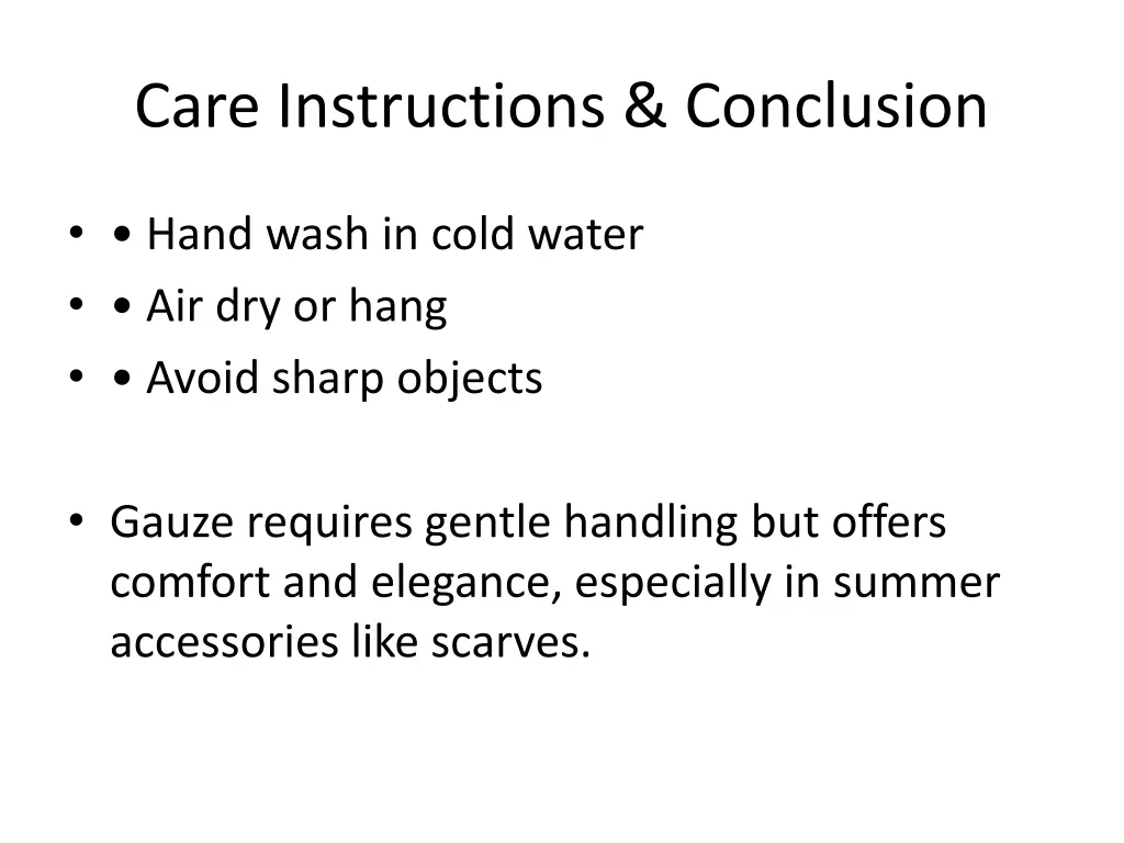 care instructions conclusion