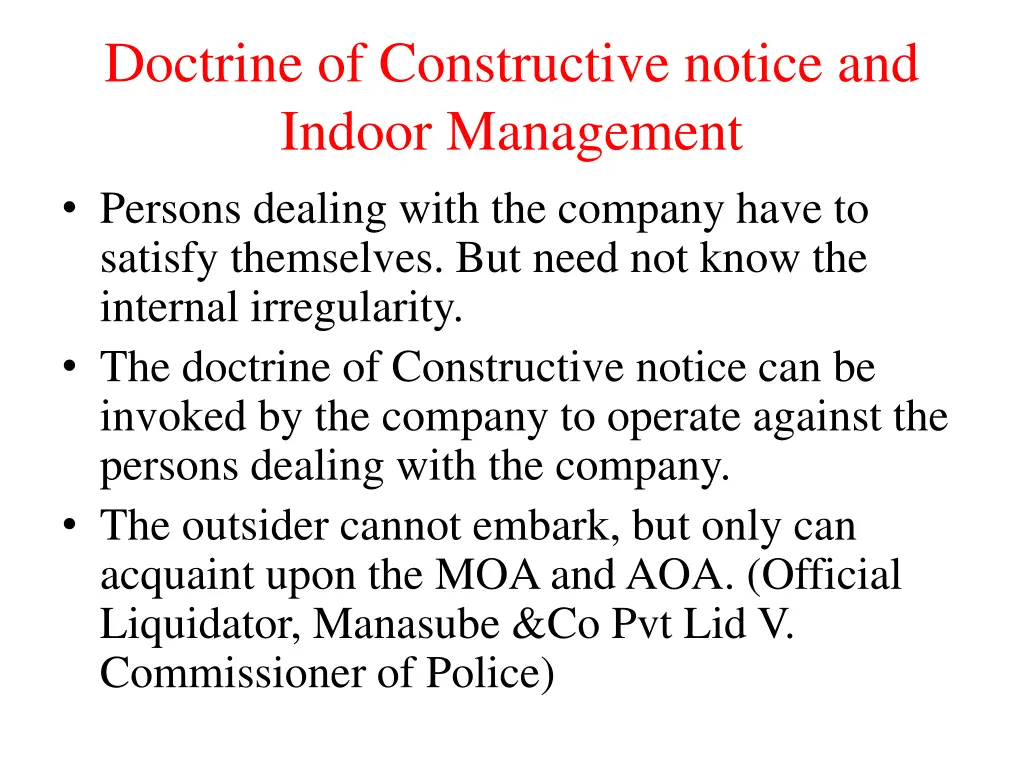 doctrine of constructive notice and indoor