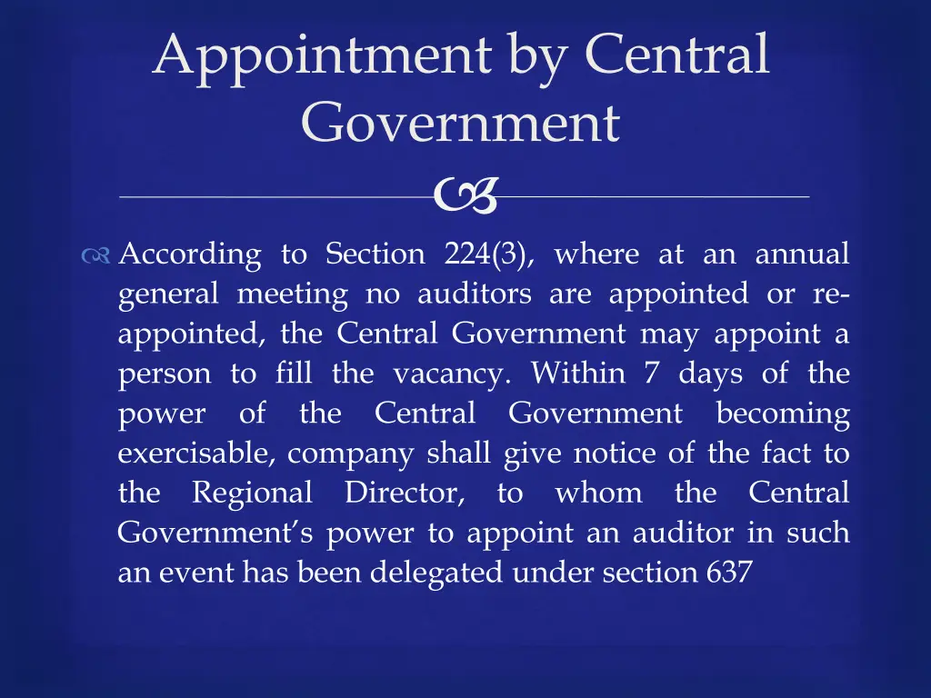 appointment by central government
