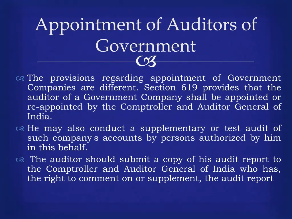 appointment of auditors of government