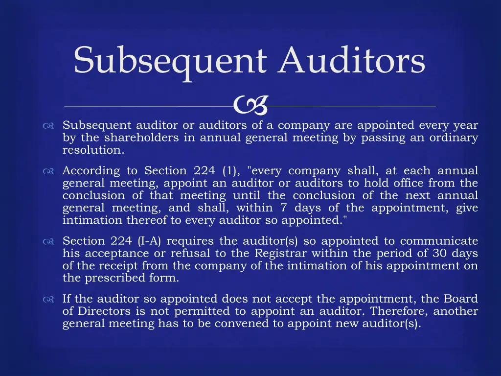 subsequent auditors