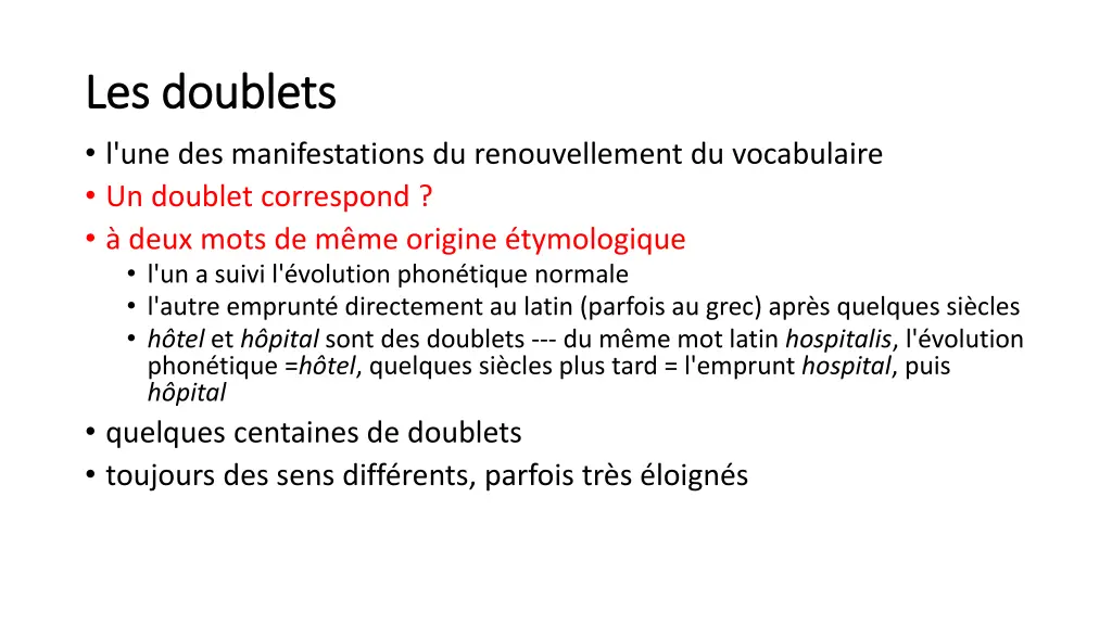les doublets les doublets