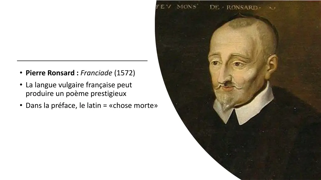 pierre ronsard franciade 1572 la langue vulgaire