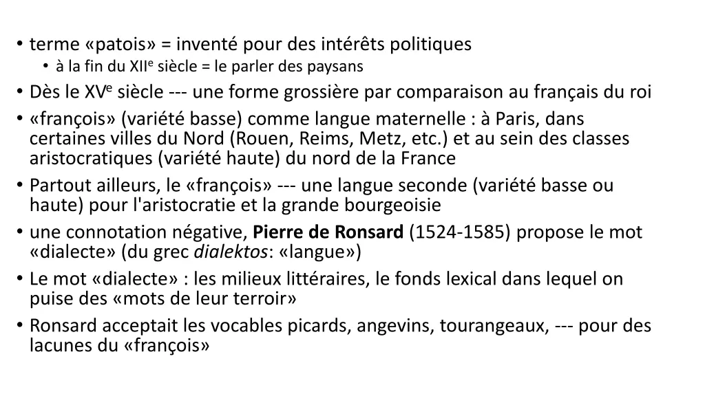 terme patois invent pour des int r ts politiques
