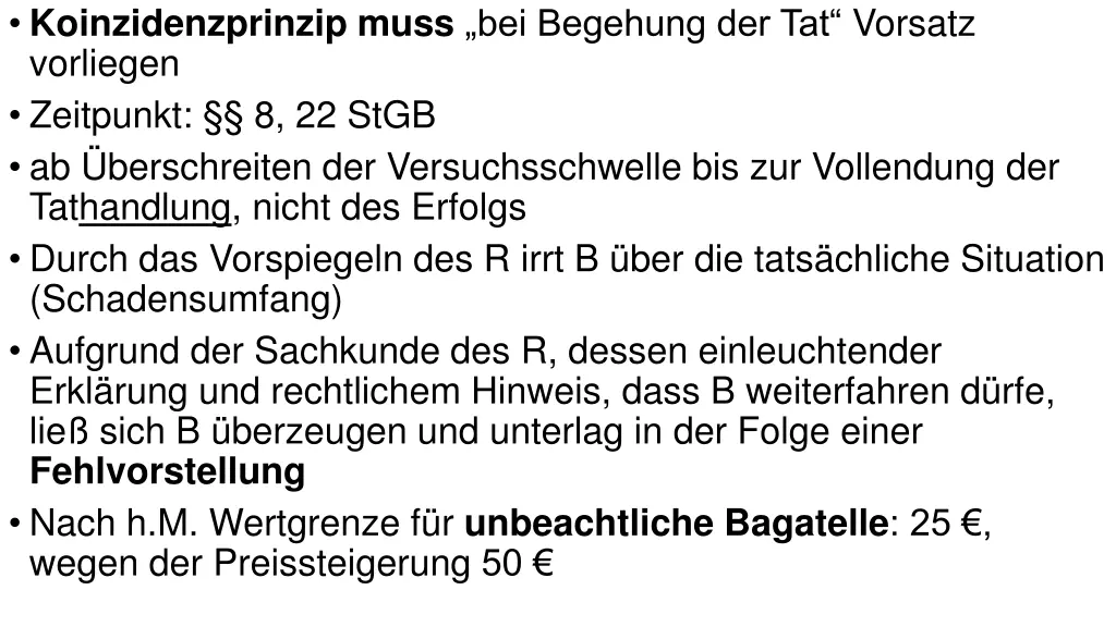 koinzidenzprinzip muss bei begehung