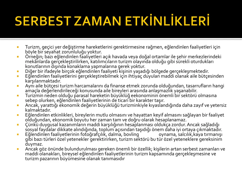 turizm ge ici yer de i tirme hareketlerini