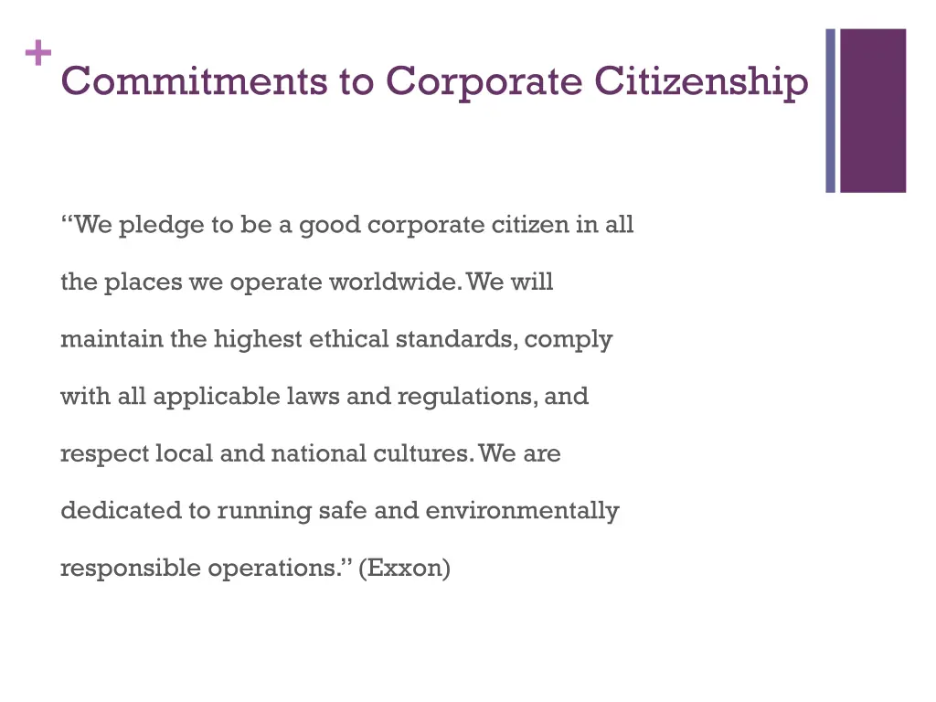 commitments to corporate citizenship