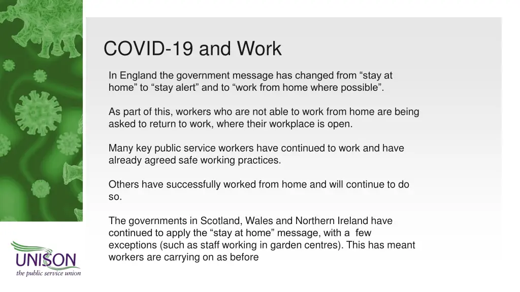 covid 19 and work
