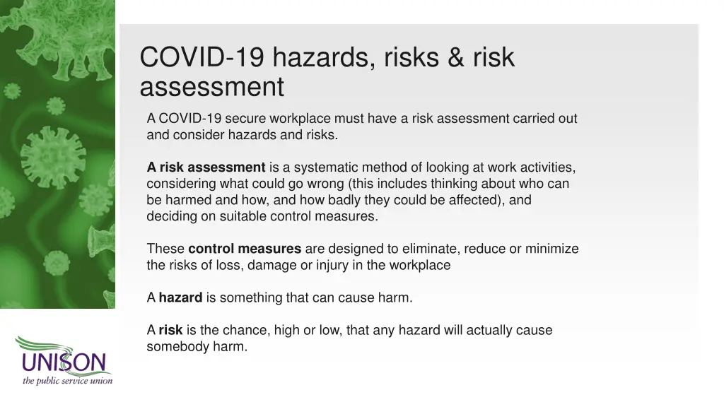 covid 19 hazards risks risk assessment