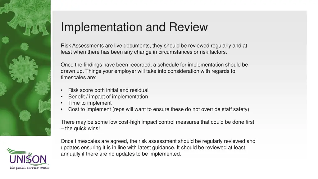 implementation and review