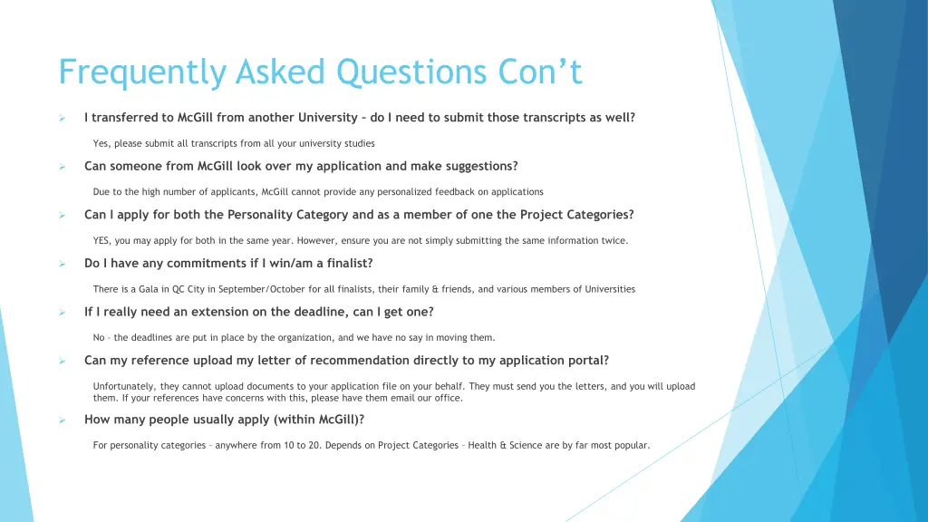 frequently asked questions con t