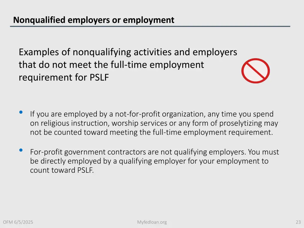 nonqualified employers or employment 1