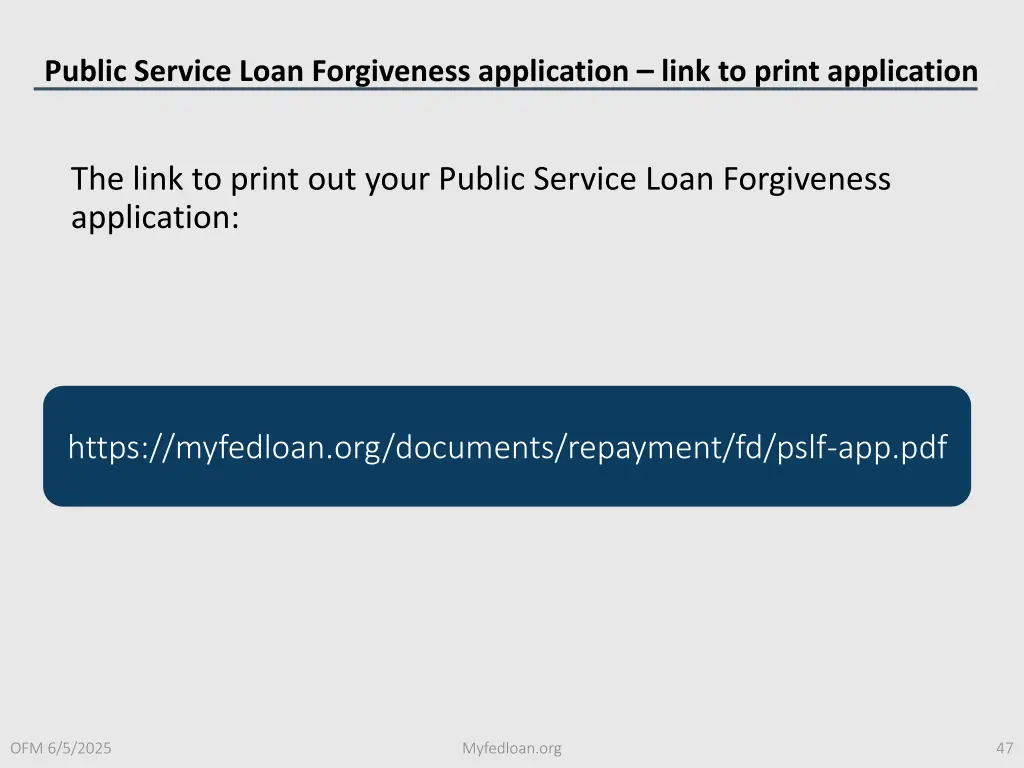 public service loan forgiveness application link
