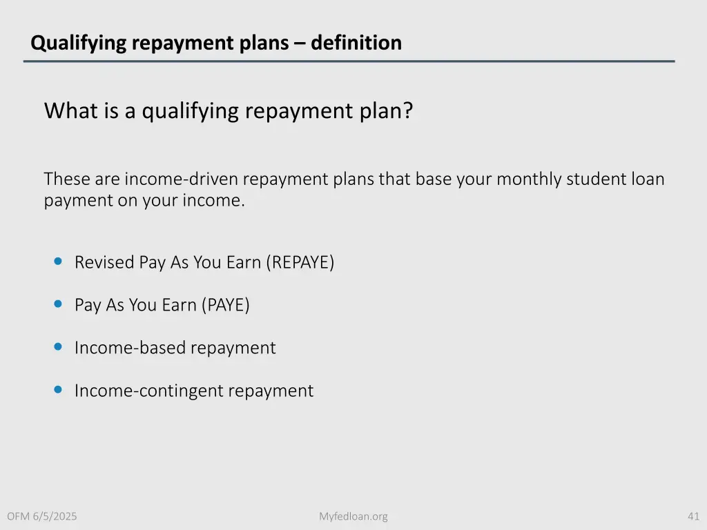 qualifying repayment plans definition