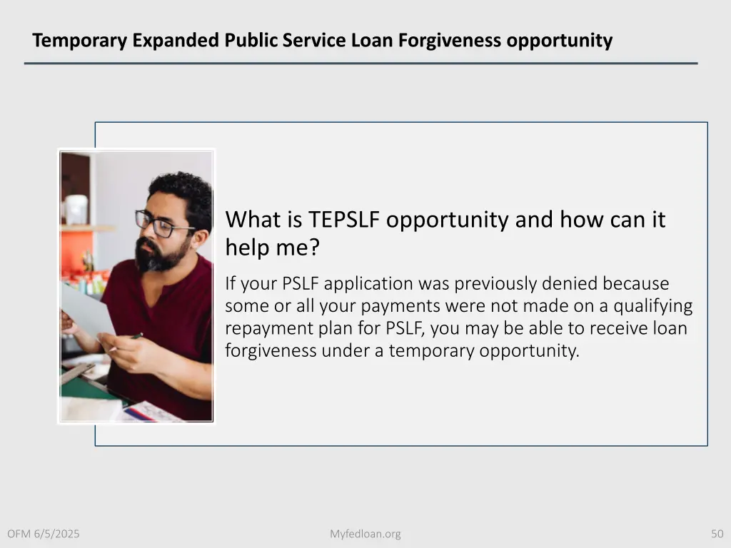 temporary expanded public service loan
