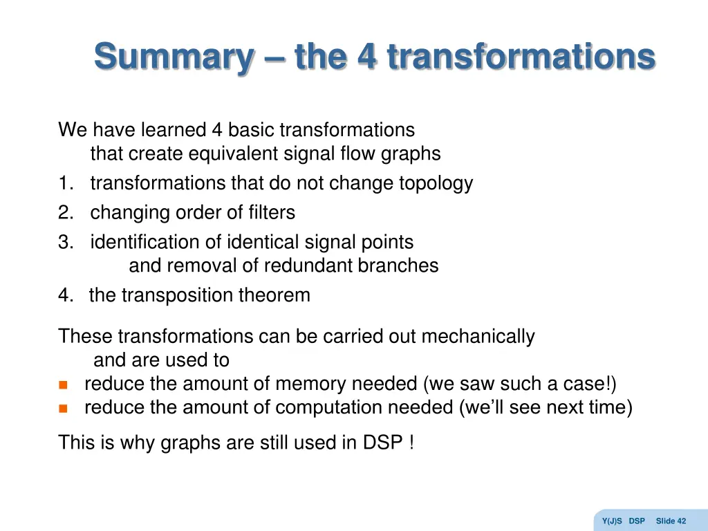 summary the 4 transformations