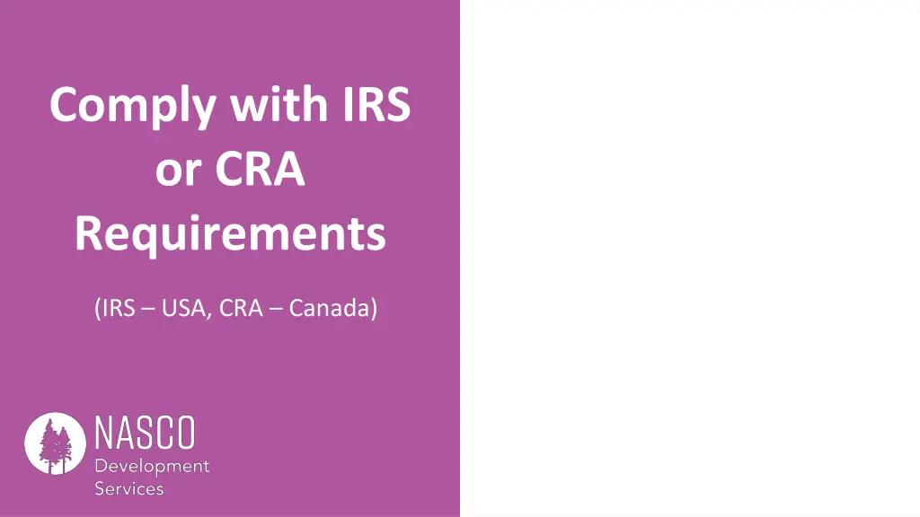 comply with irs or cra requirements