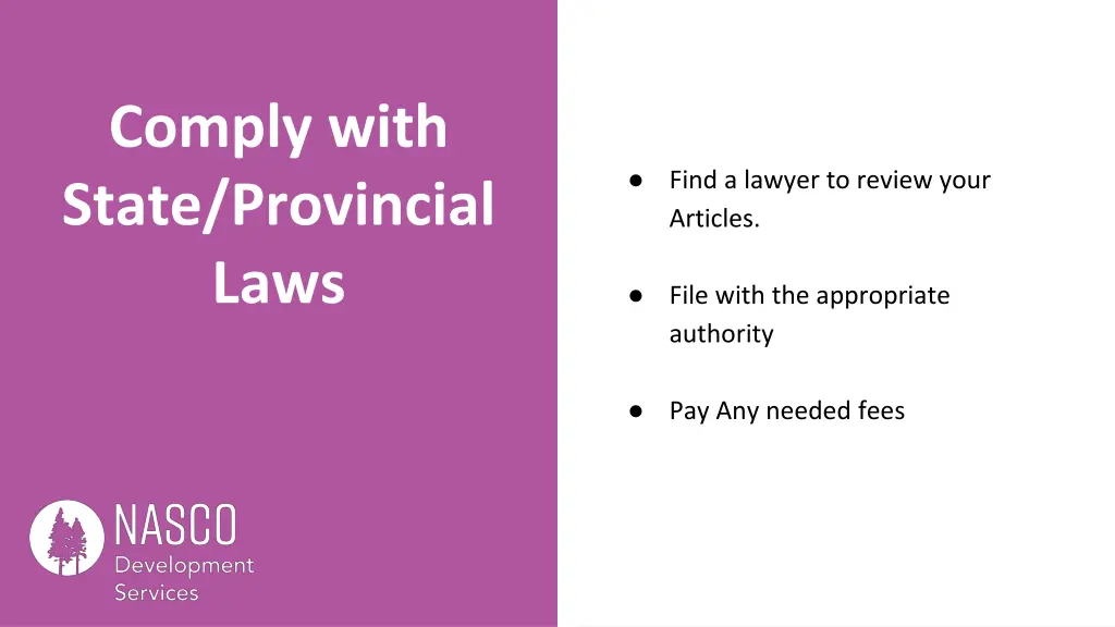comply with state provincial laws