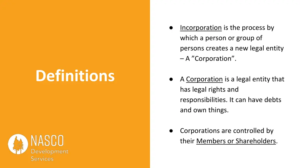 incorporation is the process by which a person