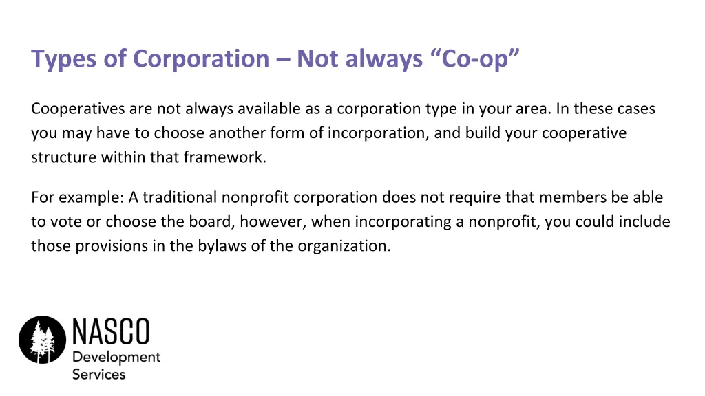 types of corporation not always co op