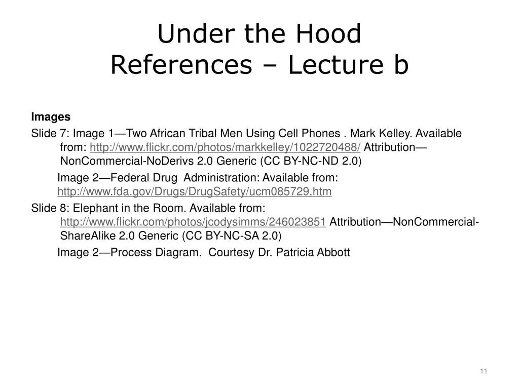 under the hood references lecture b 1