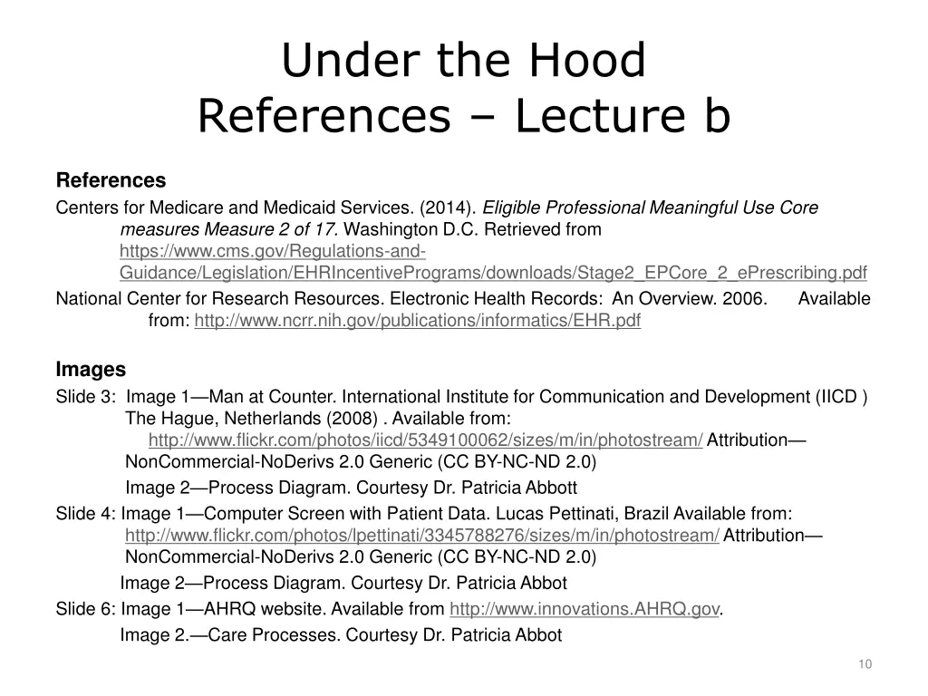 under the hood references lecture b