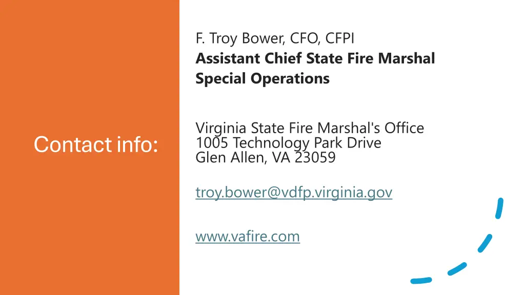 f troy bower cfo cfpi assistant chief state fire